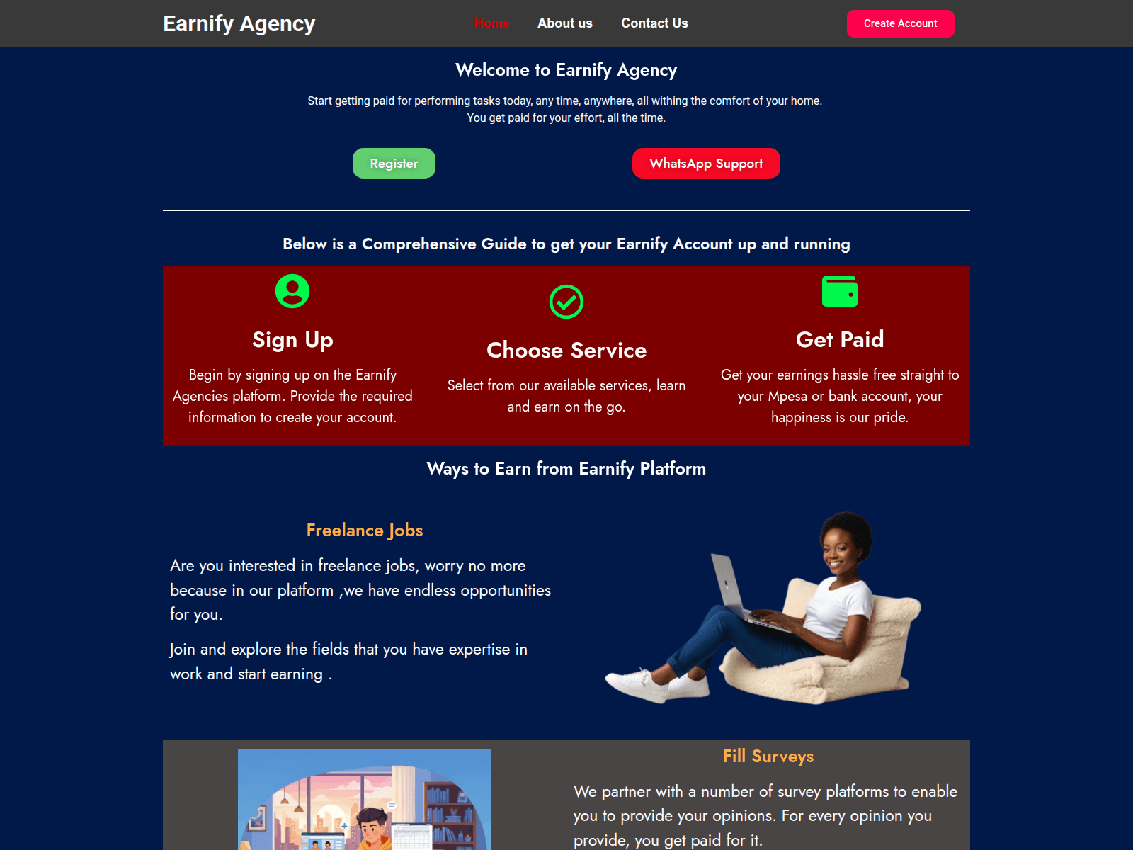 Screenshot of earnify-agency.co.ke