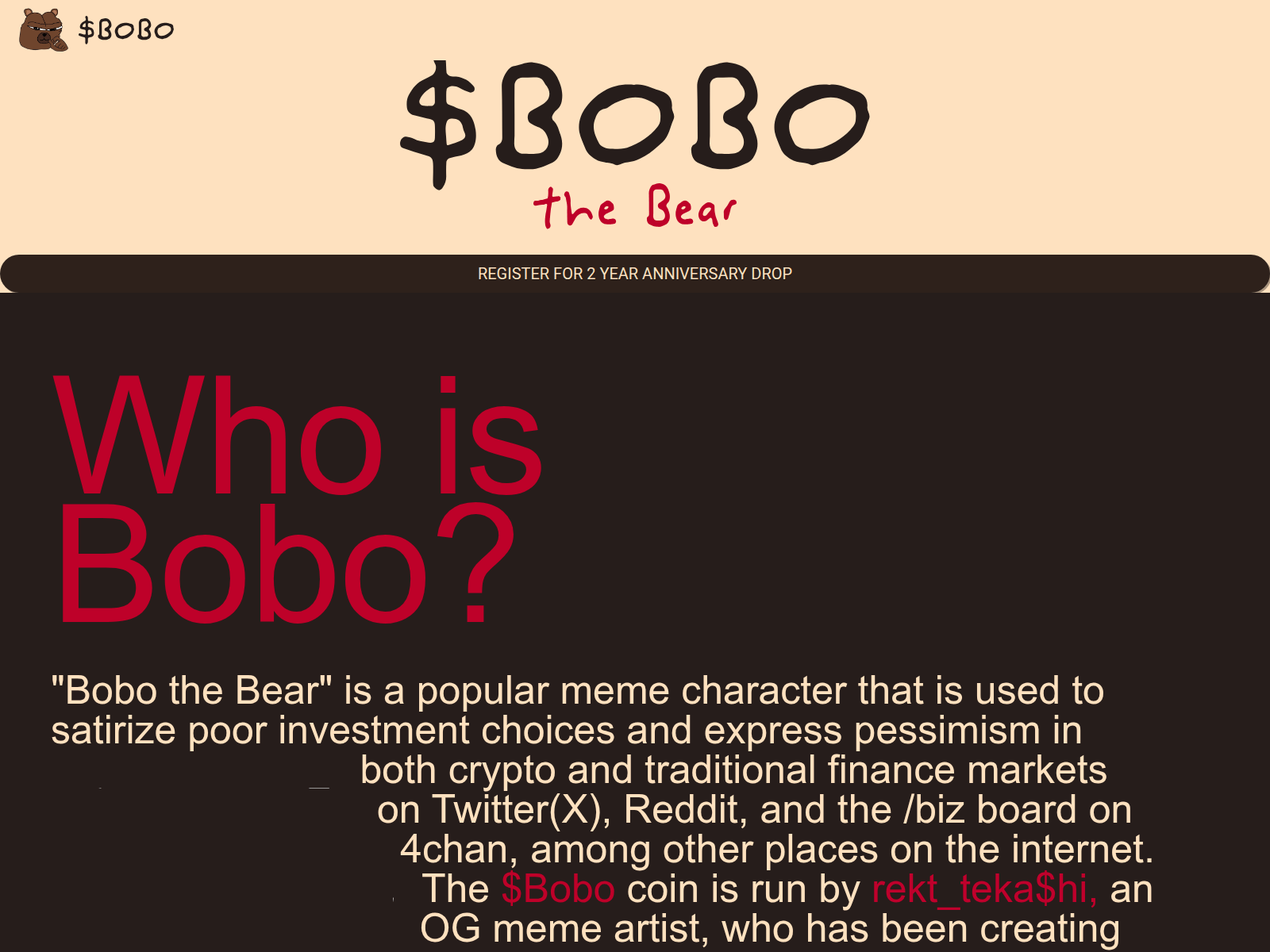 Screenshot of register-bobothebear.com