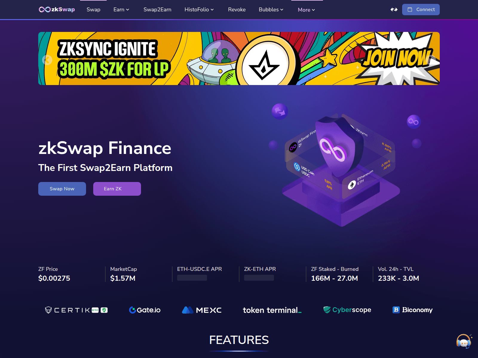 Screenshot of www.zkswap.fun