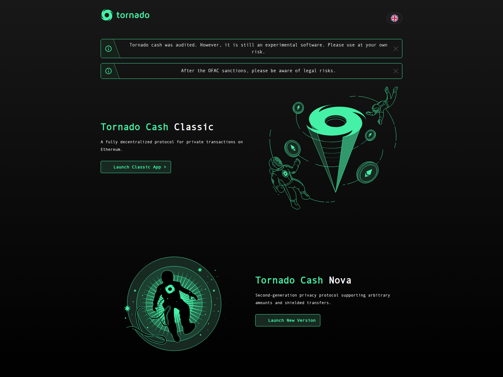 Screenshot of tornadocash.fun