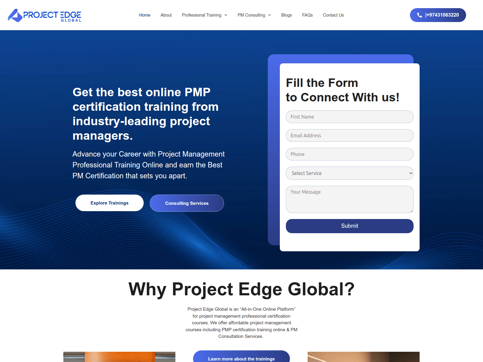 Screenshot of projectedgeglobal.com