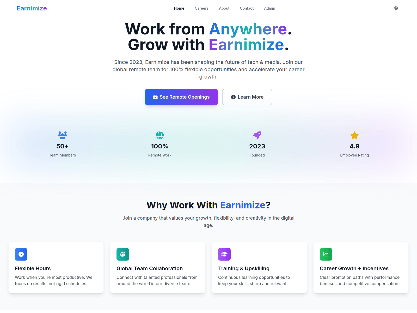 Screenshot of earnimize.pages.dev