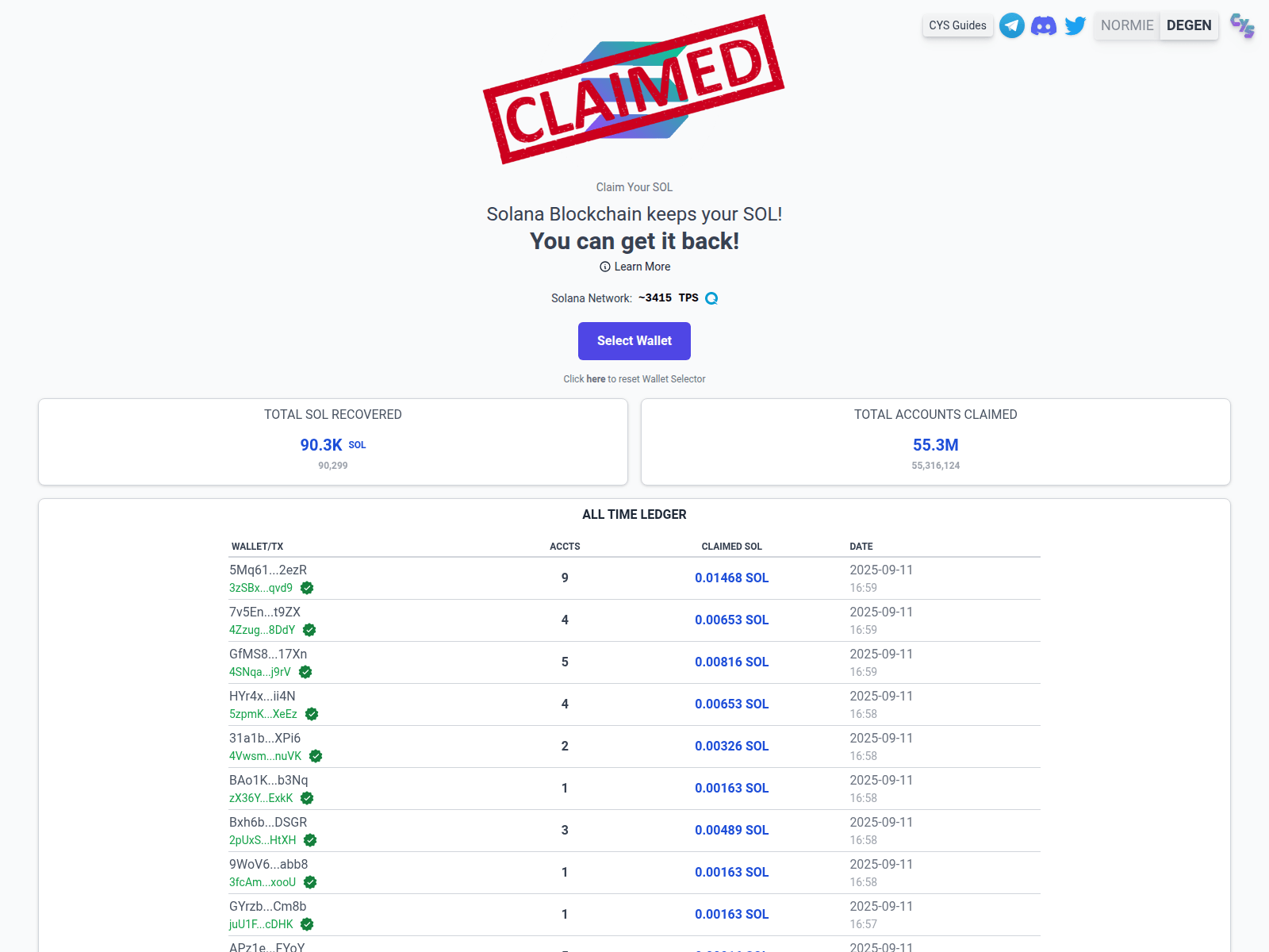 Screenshot of claim-your-sol.info