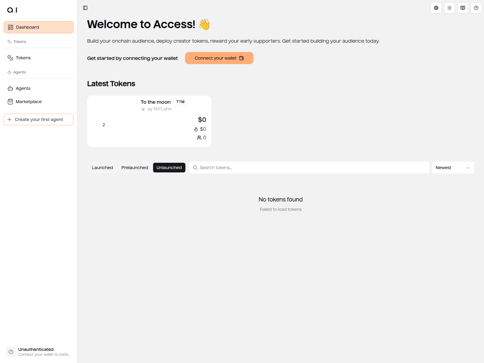 Screenshot of meteora-staging-launchpad.accessprotocol.co