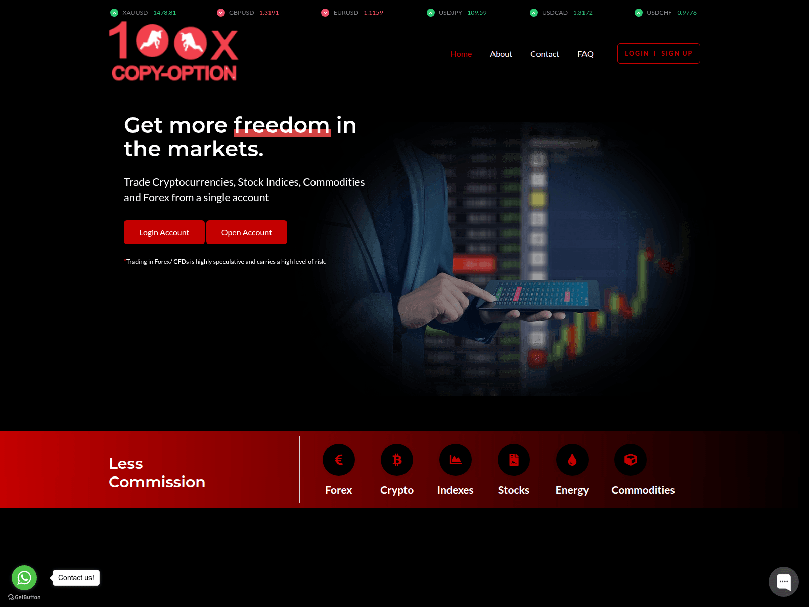 Screenshot of 100xcopyoption.live
