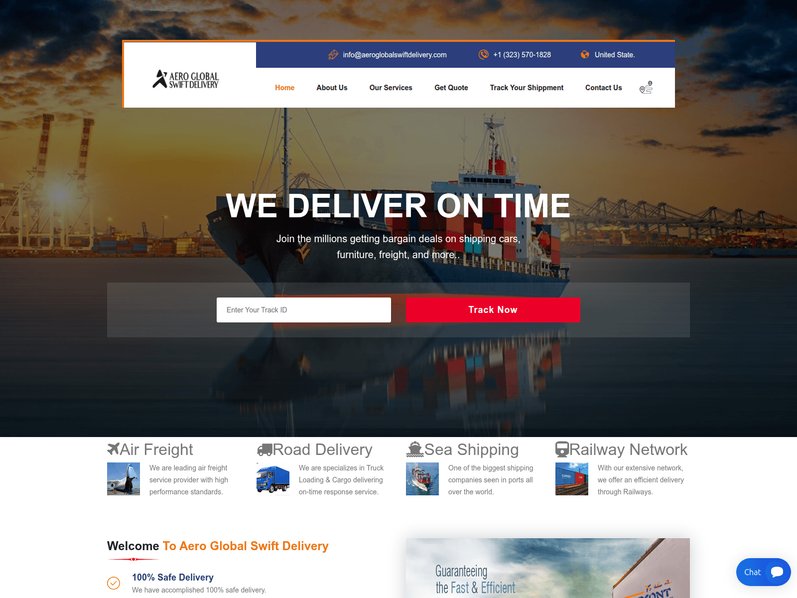 Screenshot of aeroglobalswiftdelivery.com.trinityexpressdelivery.com