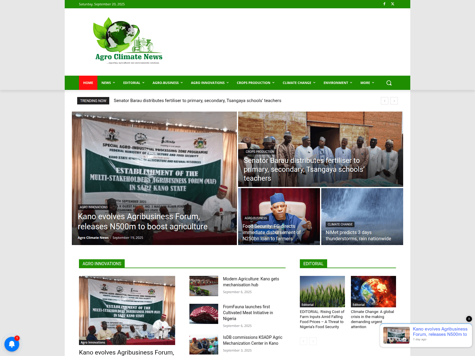 Forensic screenshot of agroclimatenews.com