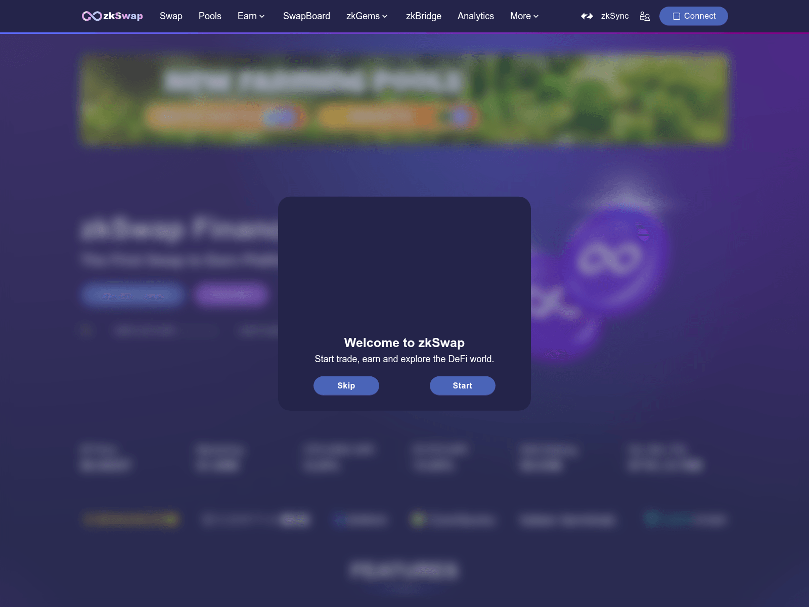Screenshot of zkswapfinance.pages.dev