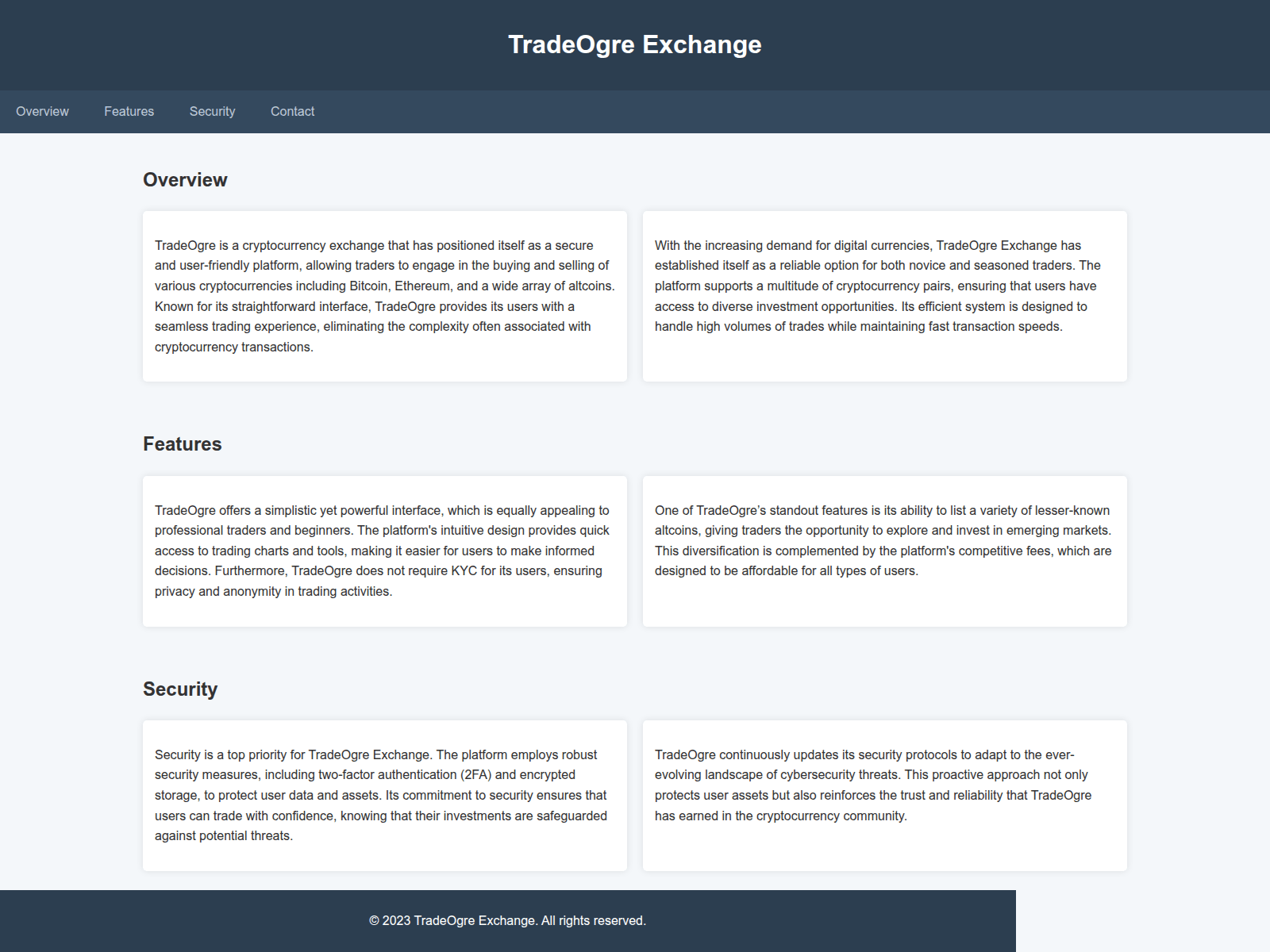 Screenshot of tradeogreexchange.live