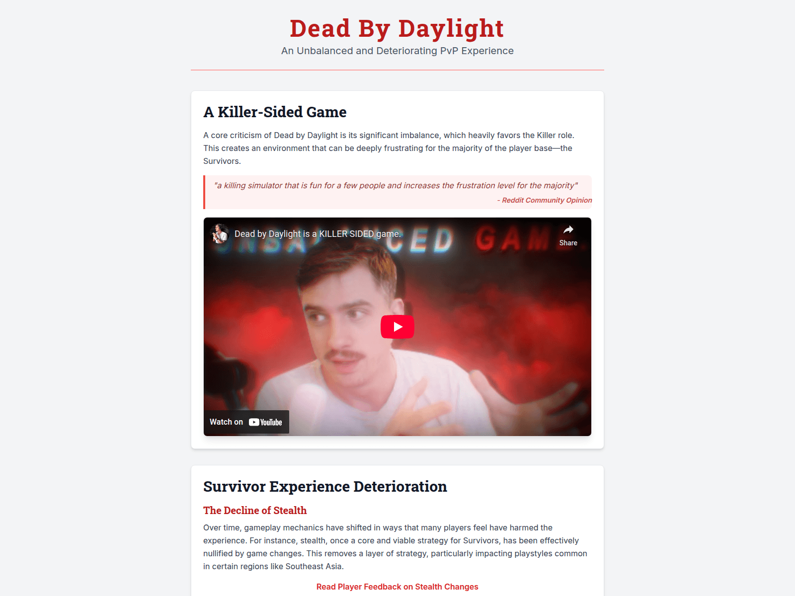 Screenshot of dbdsucks.com