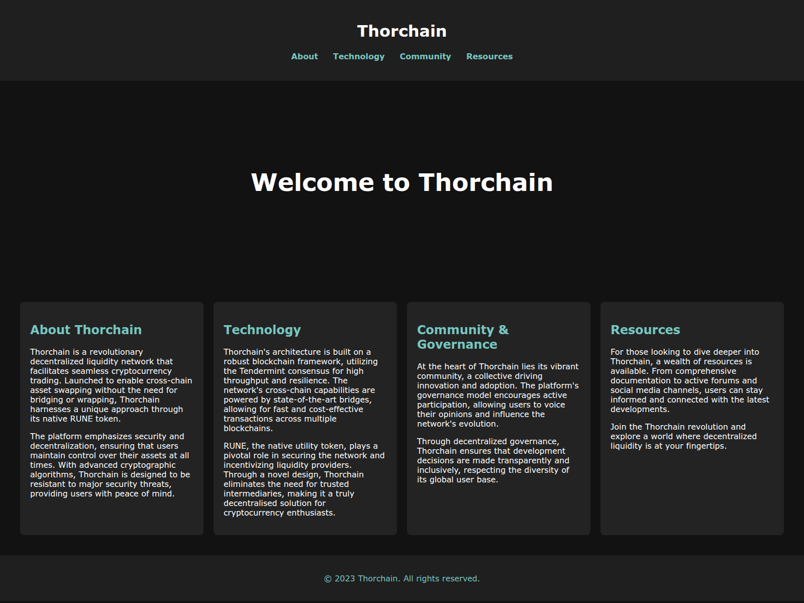 Screenshot of thorchainapp.live