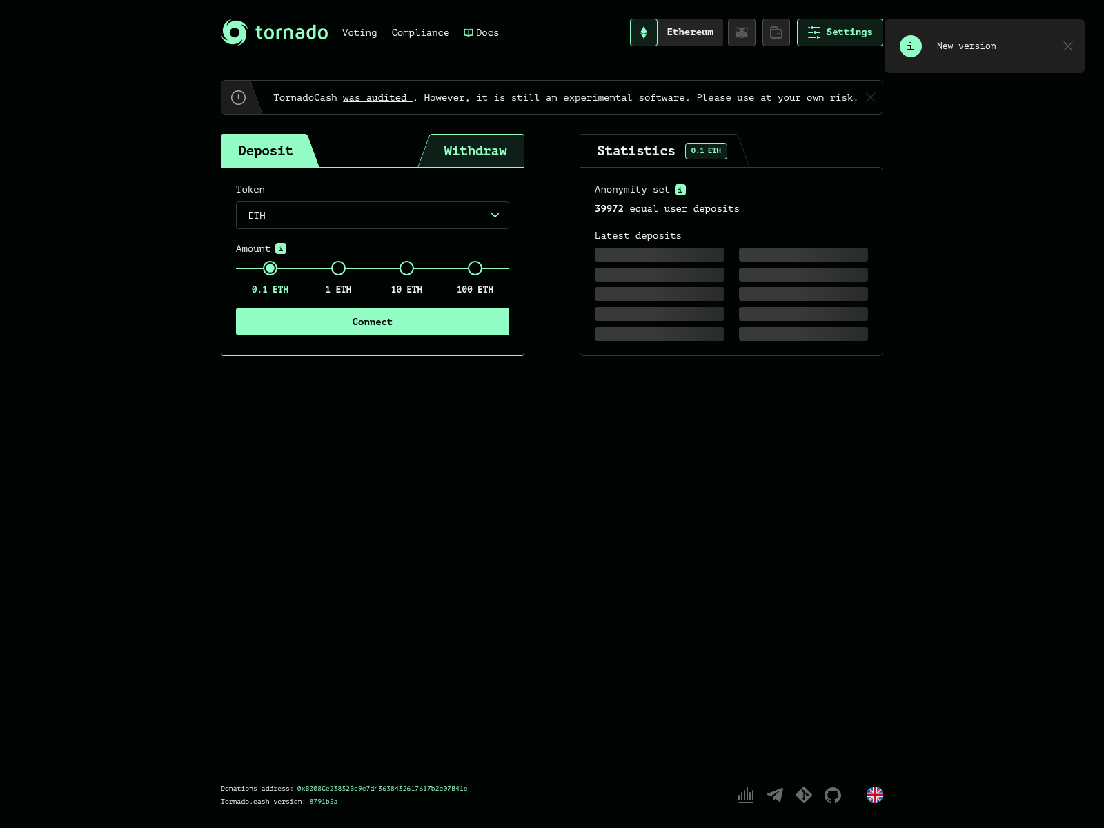 Screenshot of tornadi.cash