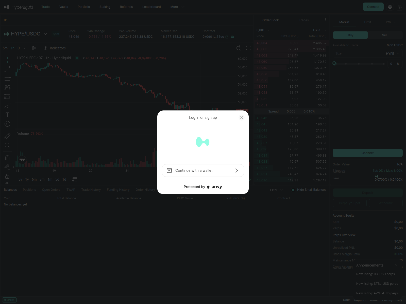 Screenshot of hyperliquidx.xyz