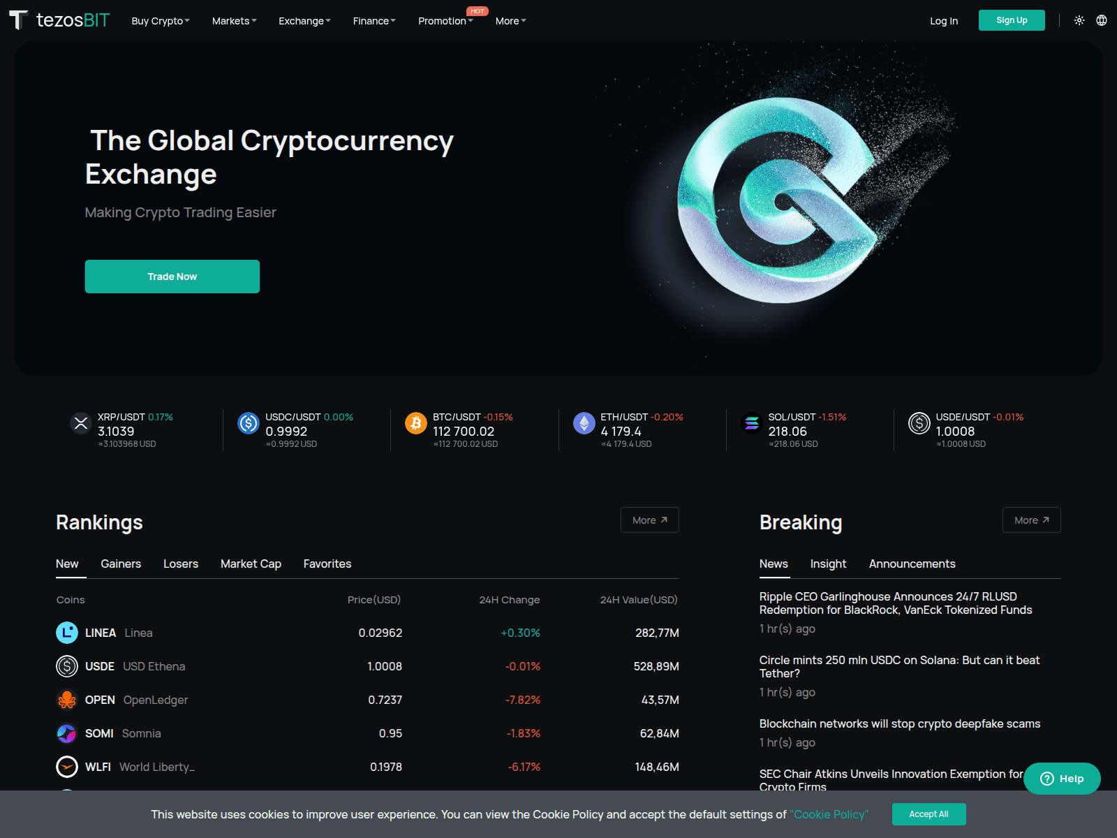 Screenshot of tezosbit.com