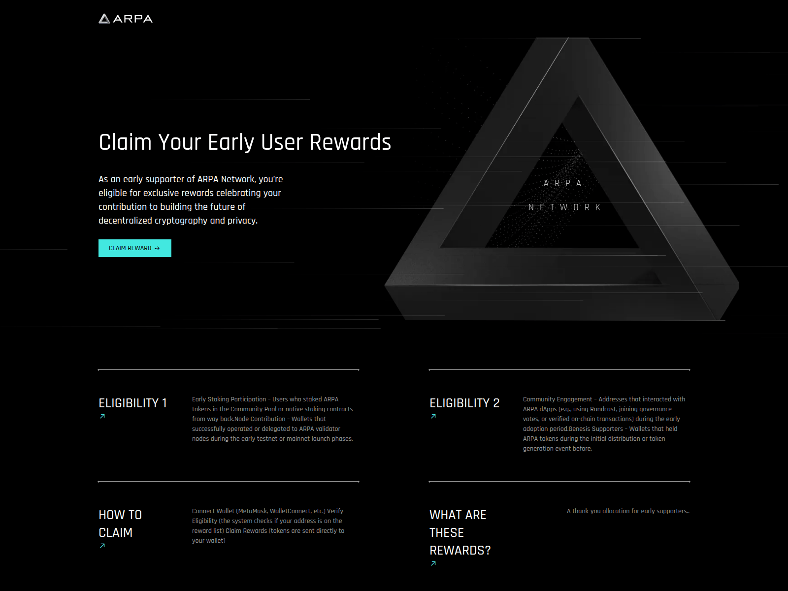 Screenshot of arpareward.live