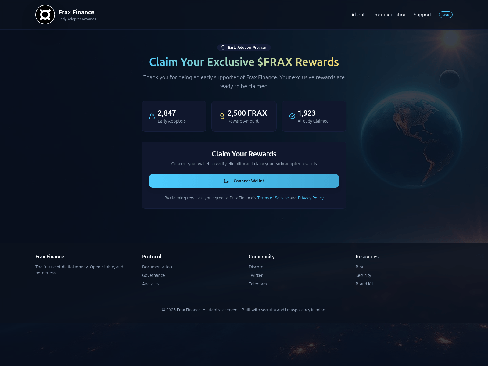 Screenshot of frax-rewards.com