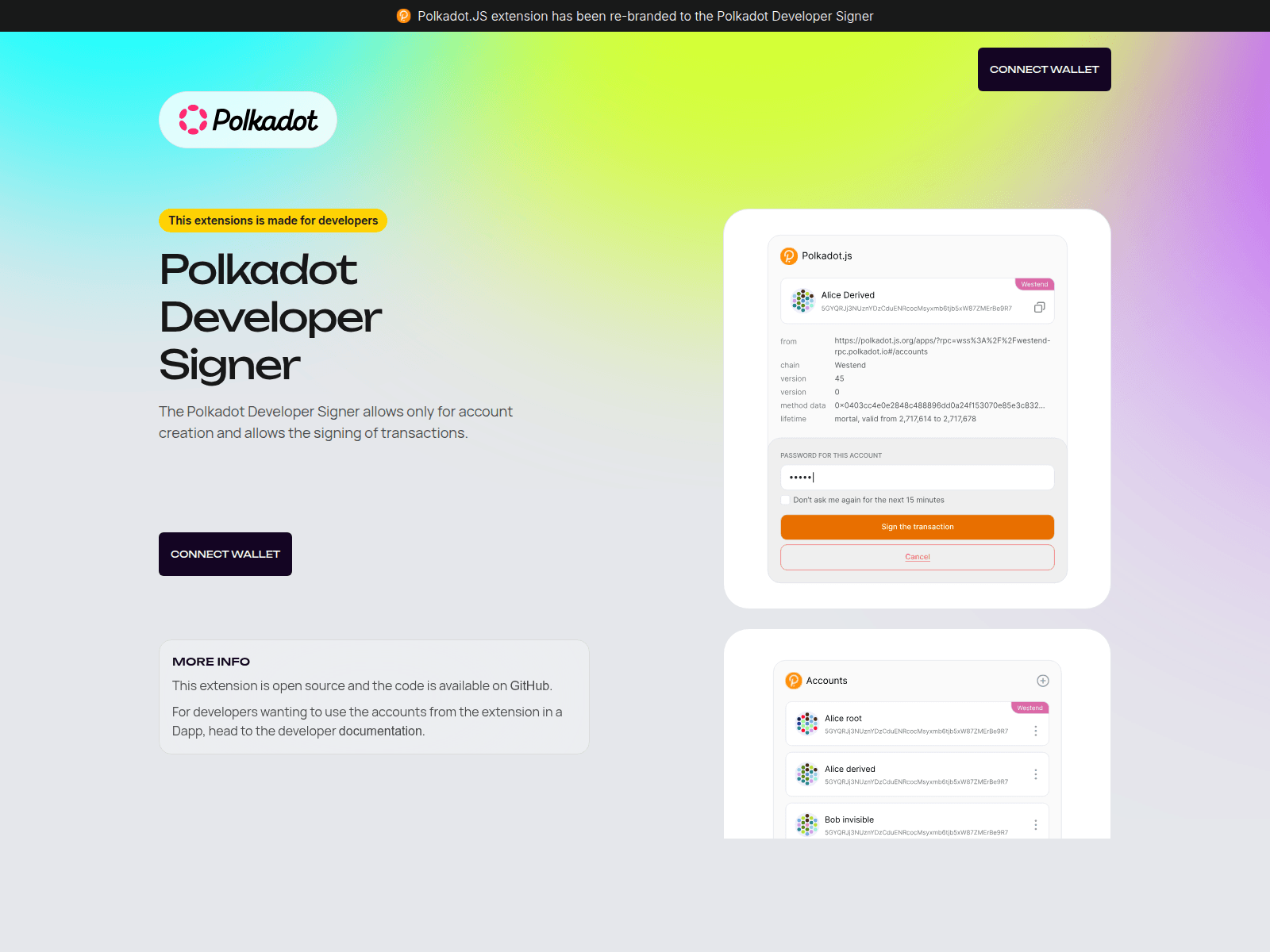 Screenshot of polkadot-wallet.io