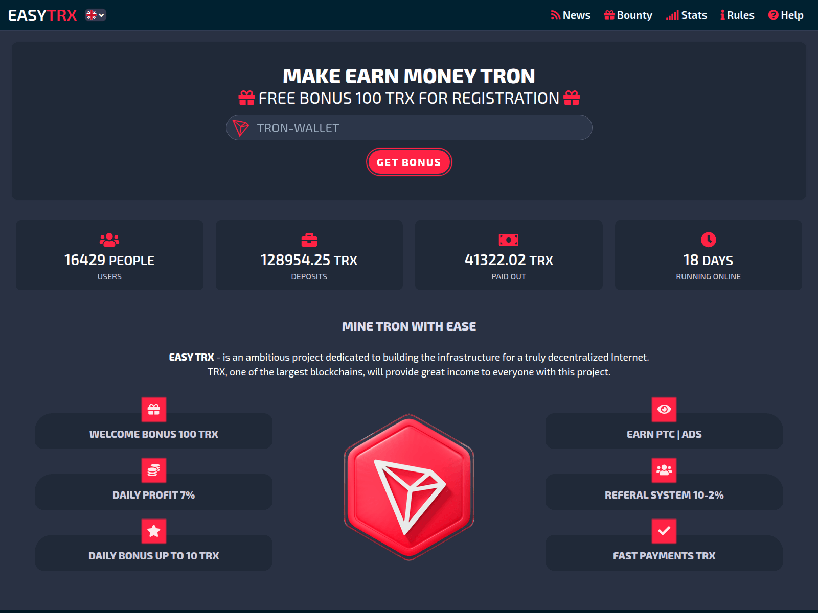Screenshot of easytrx.net
