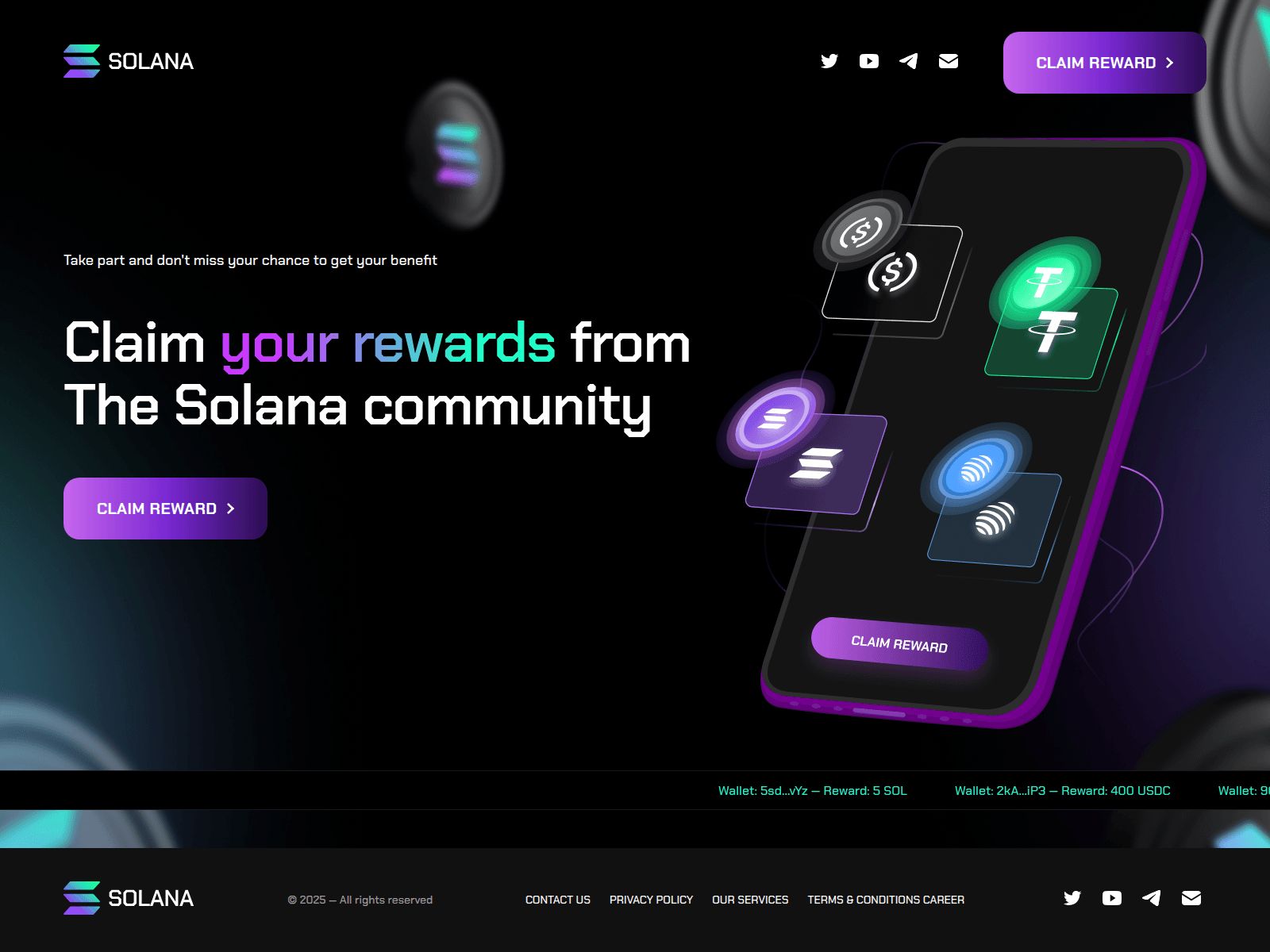Screenshot of solanareward.live