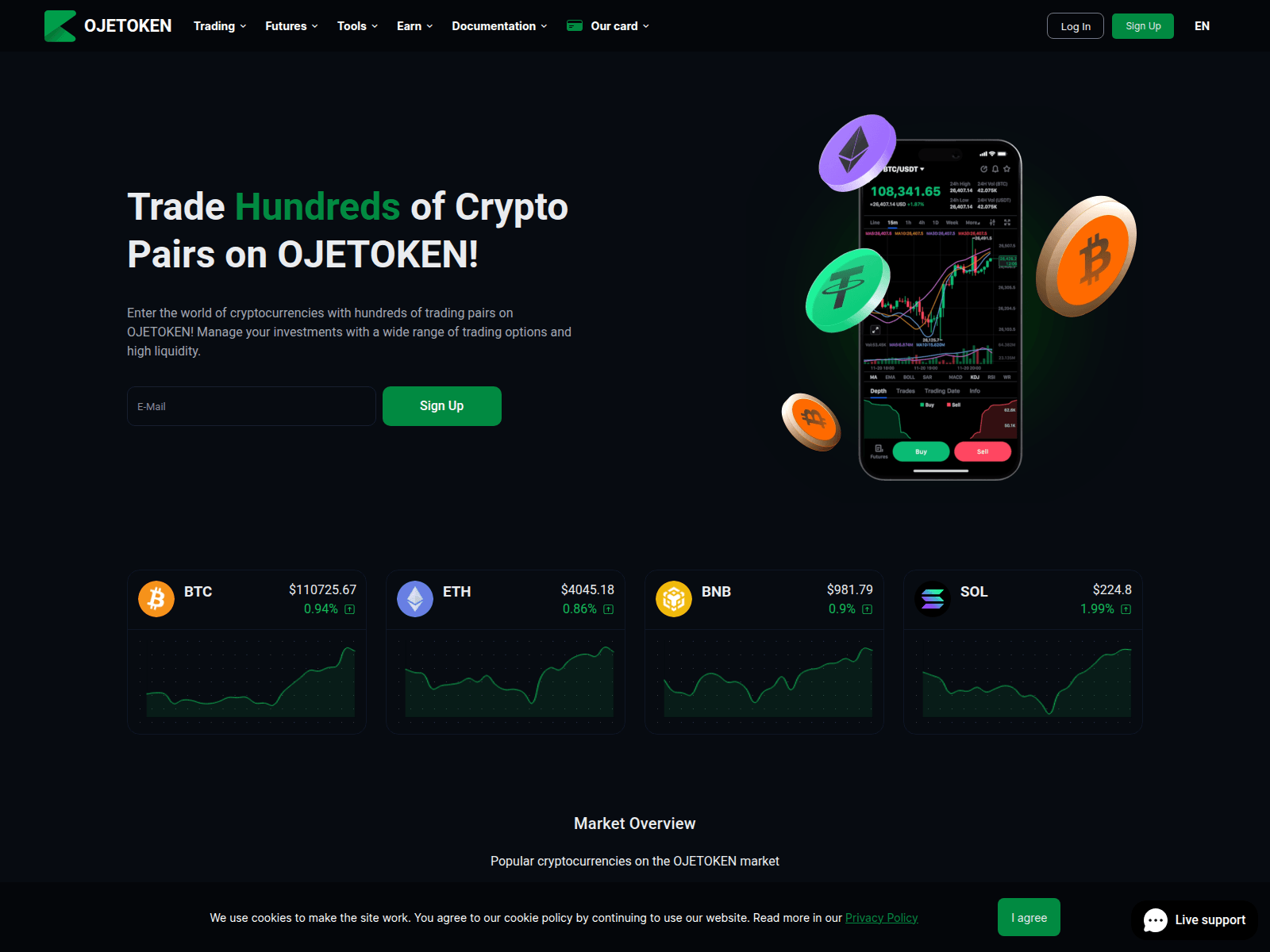 Screenshot of ojetoken.io