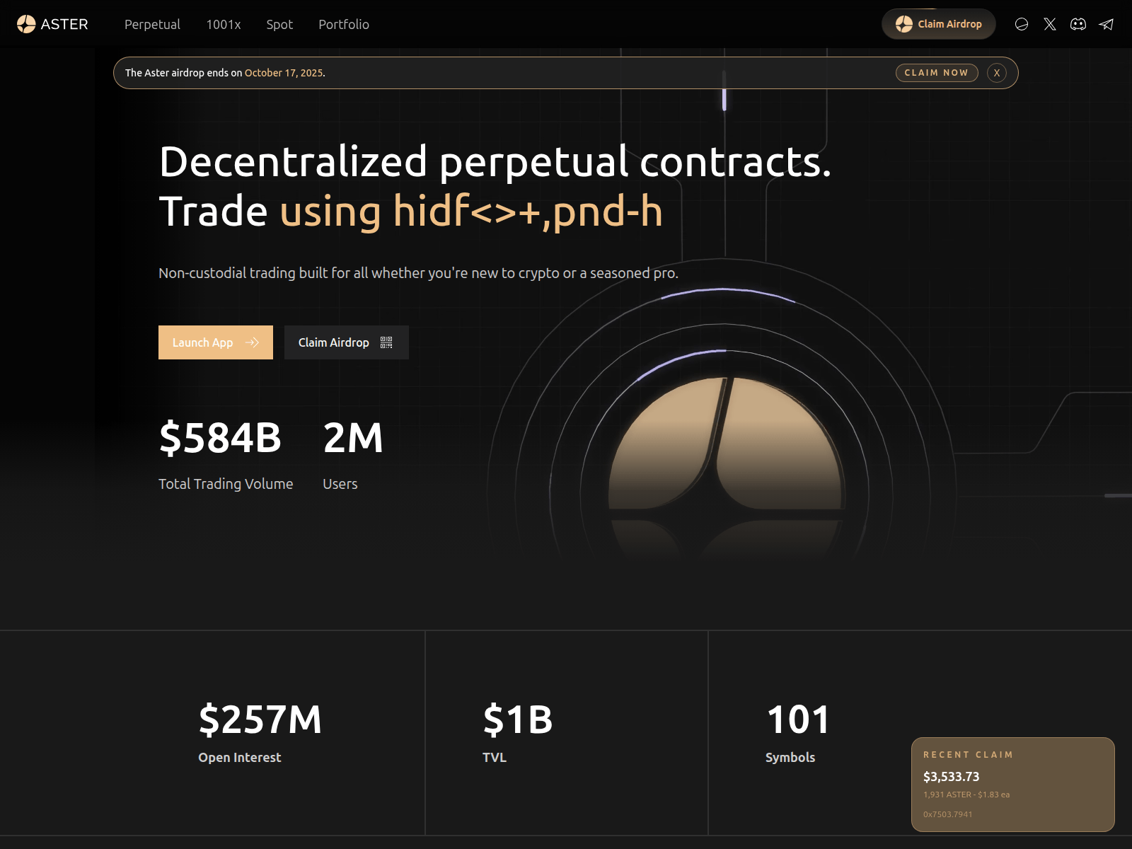 Screenshot of aster-dex.io