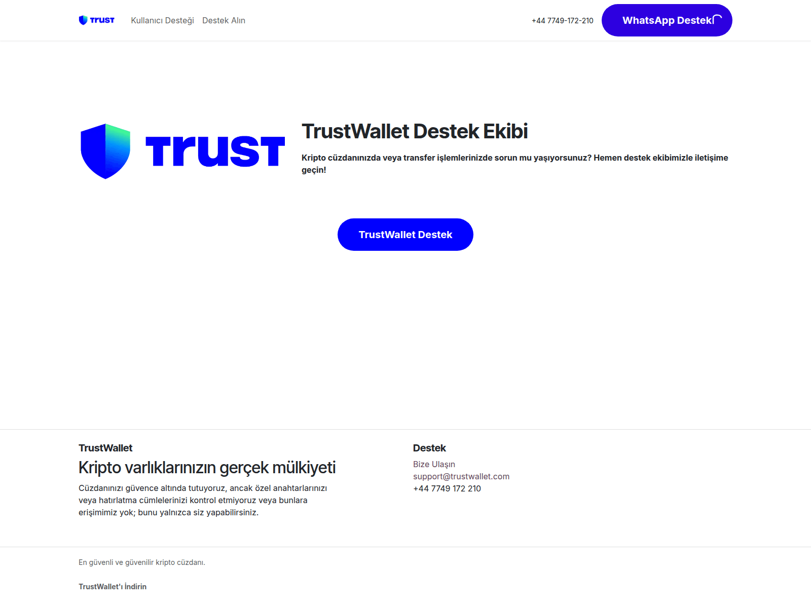 Screenshot of trustwalletsdestek.com