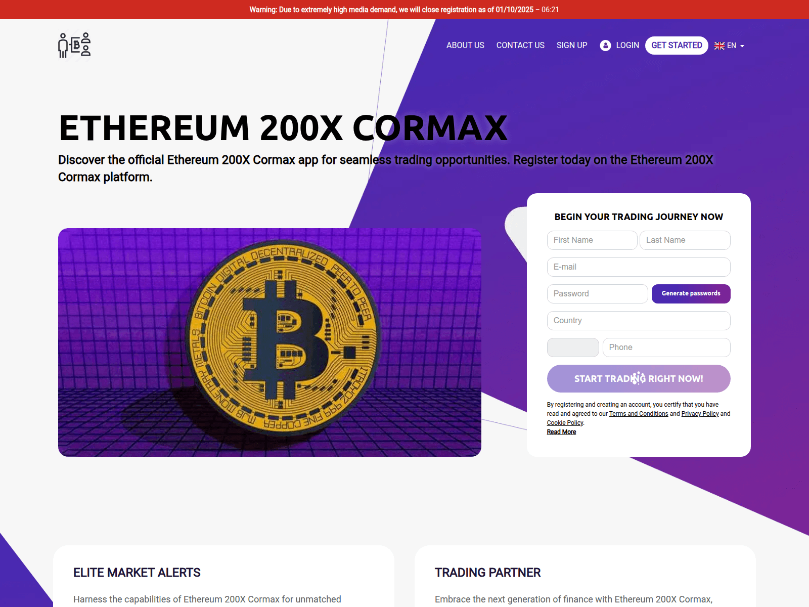 Screenshot of ethereum-200xcormax.com