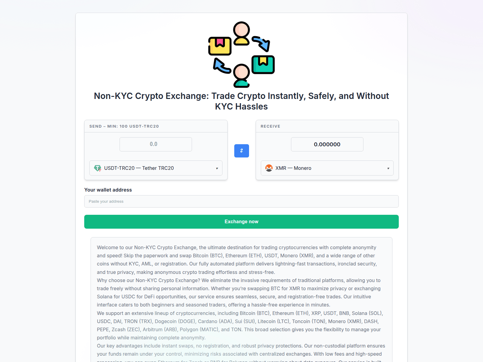 Screenshot of cryptoswapnokyc.su