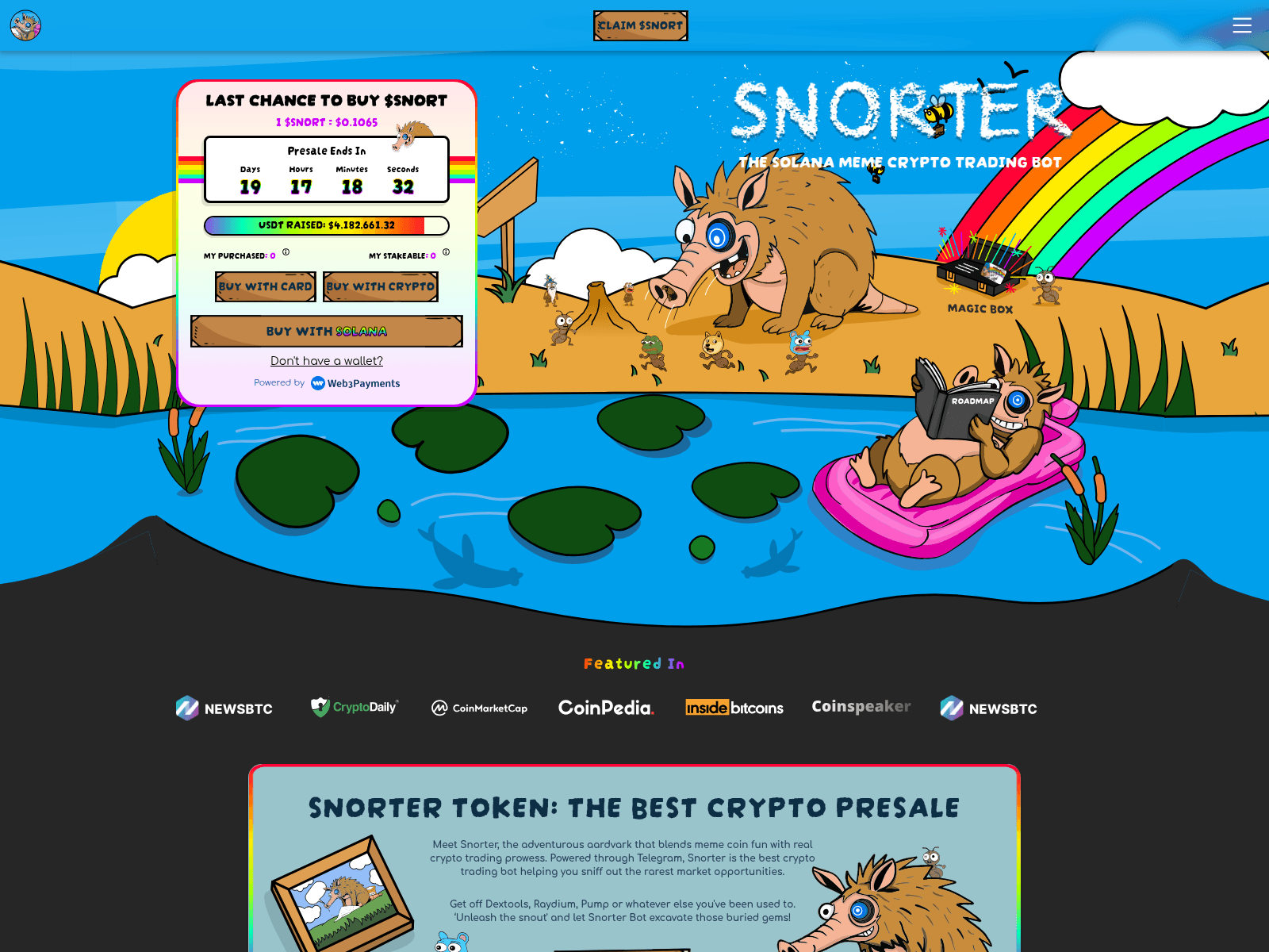 Screenshot of snortertokens.live