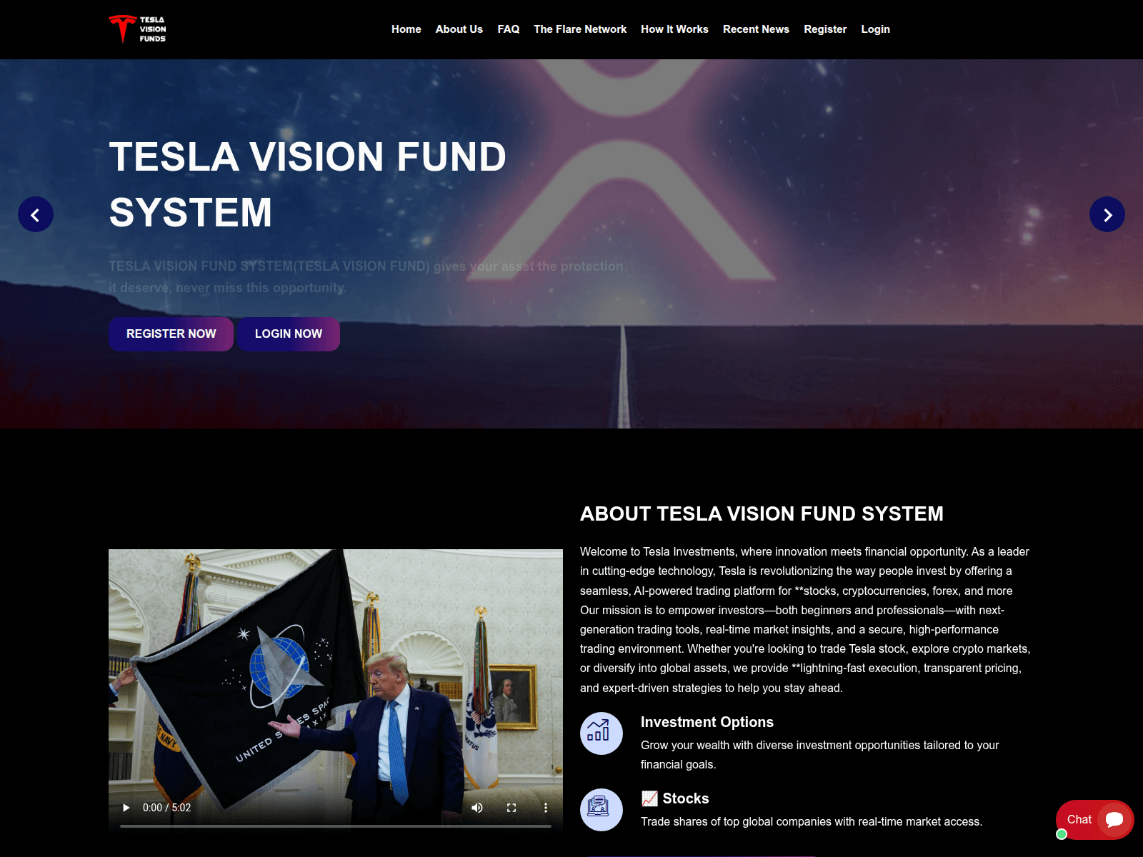 Screenshot of teslavisionsfund.com