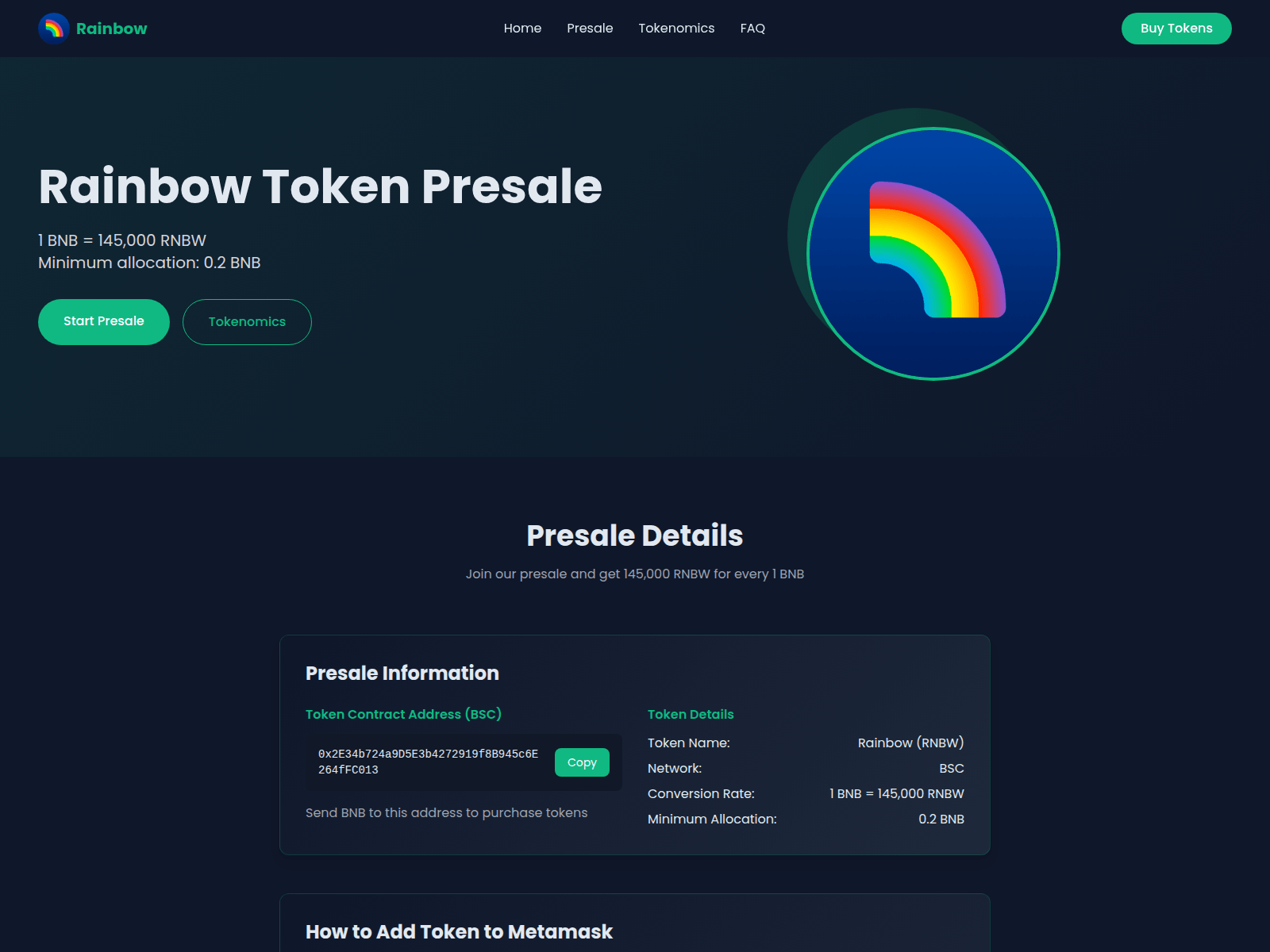 Screenshot of rainbowtoken.top