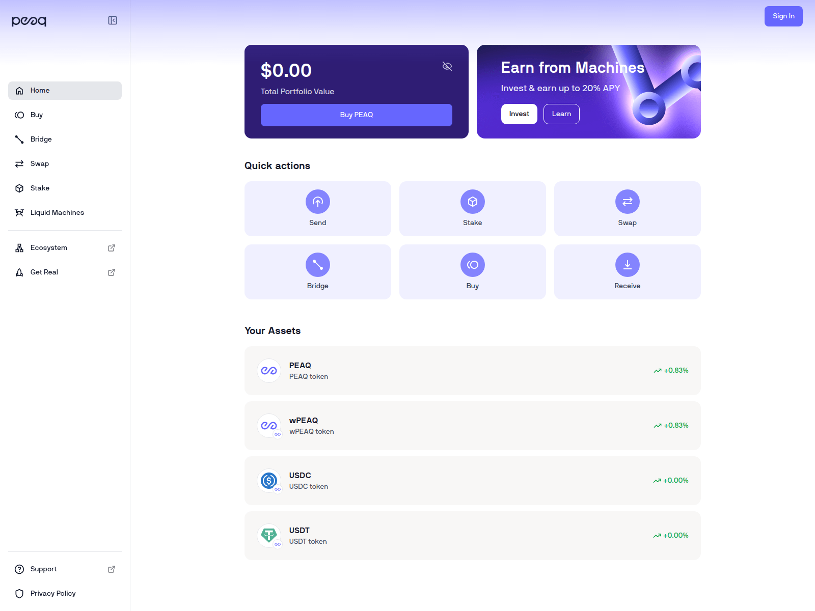 Screenshot of peaqapp.xyz