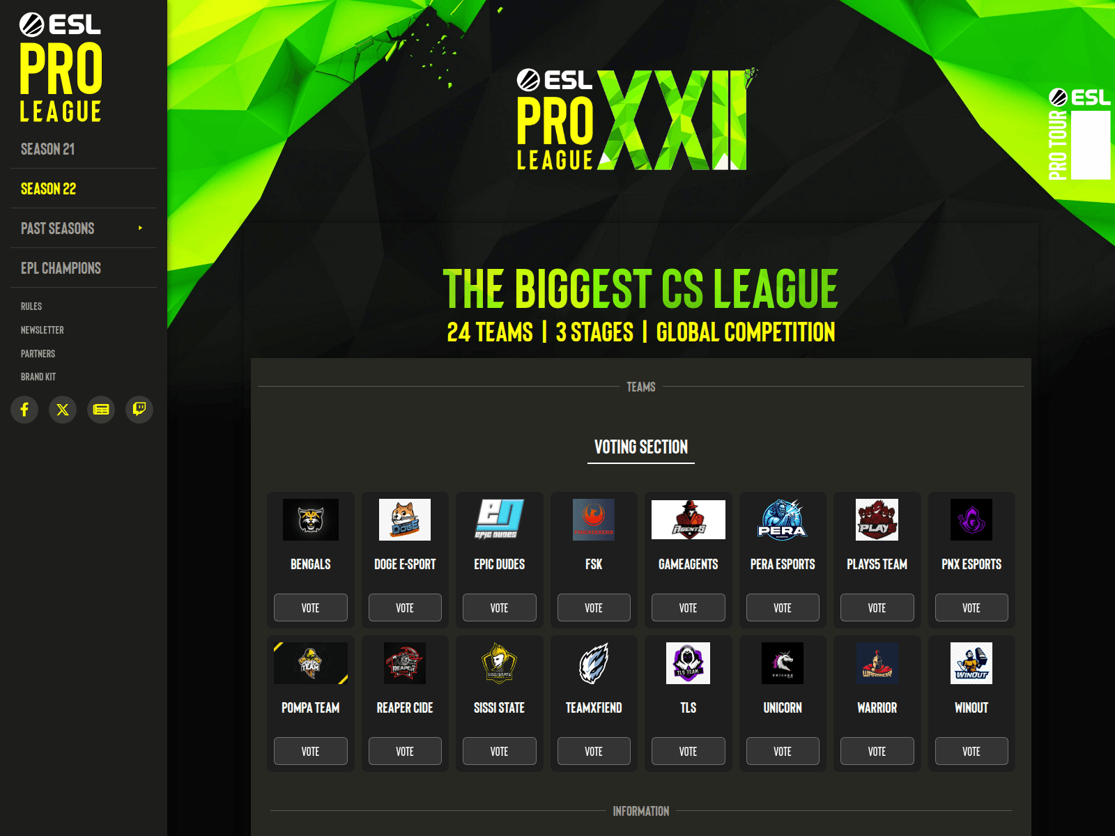 Screenshot of eslmasters22.com