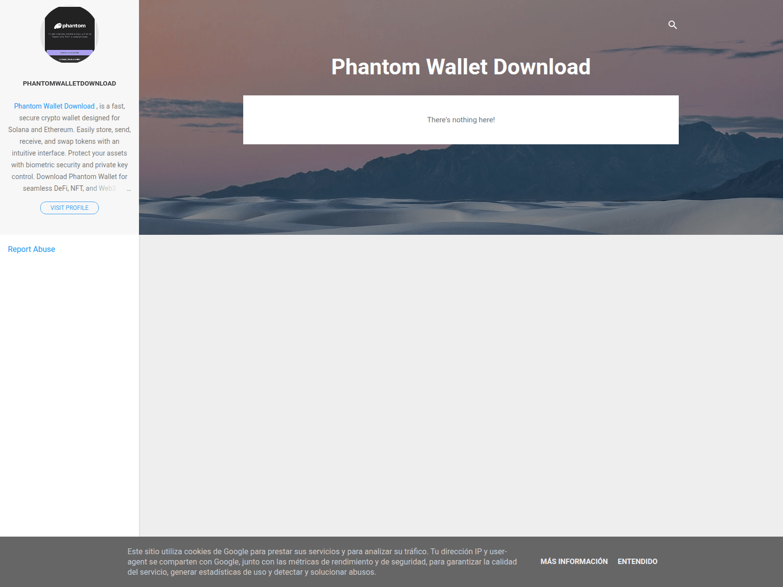 Screenshot of phantomwalletdownload.blogspot.com.es