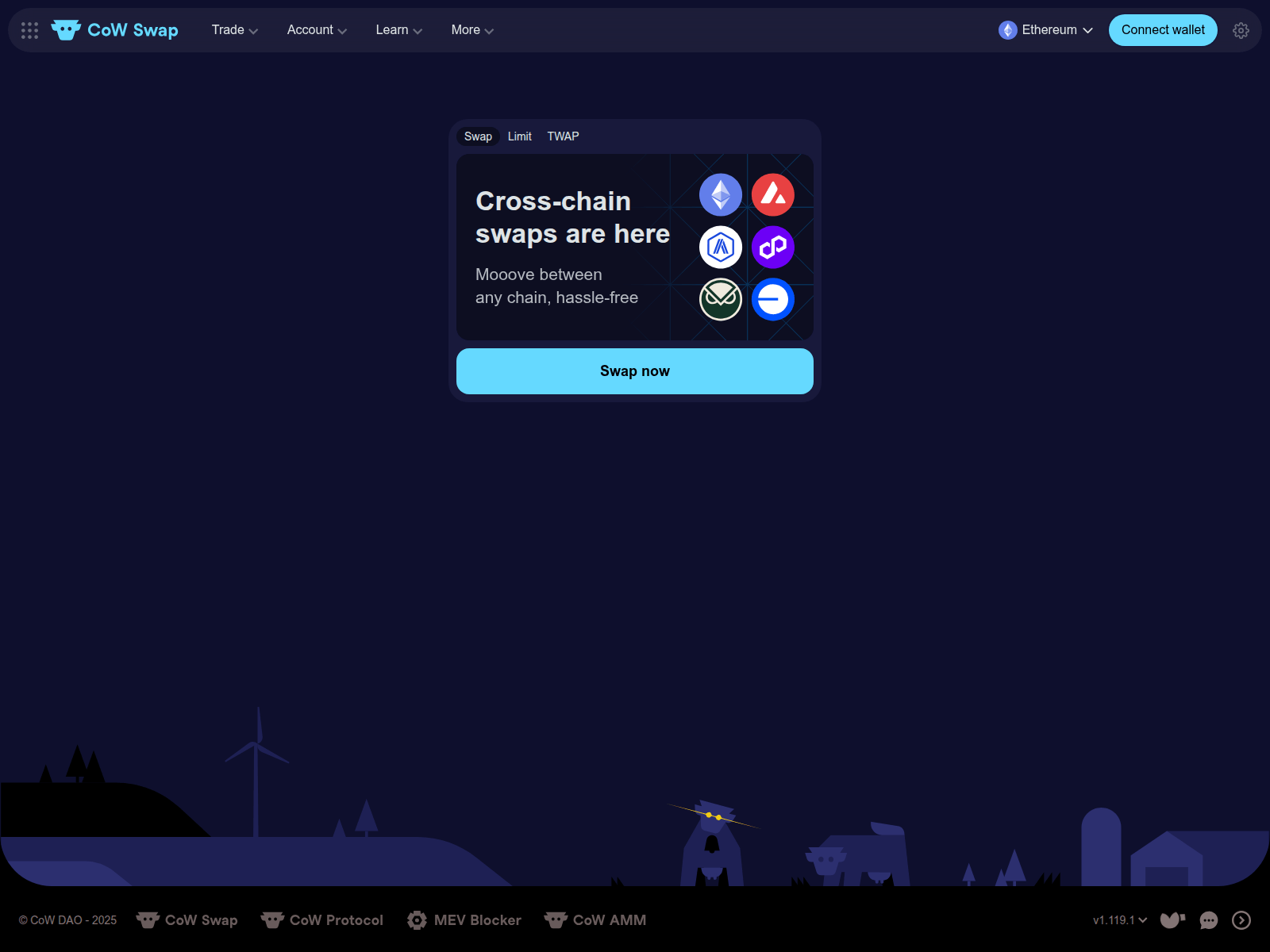 Screenshot of app-cow-swap-v2.com
