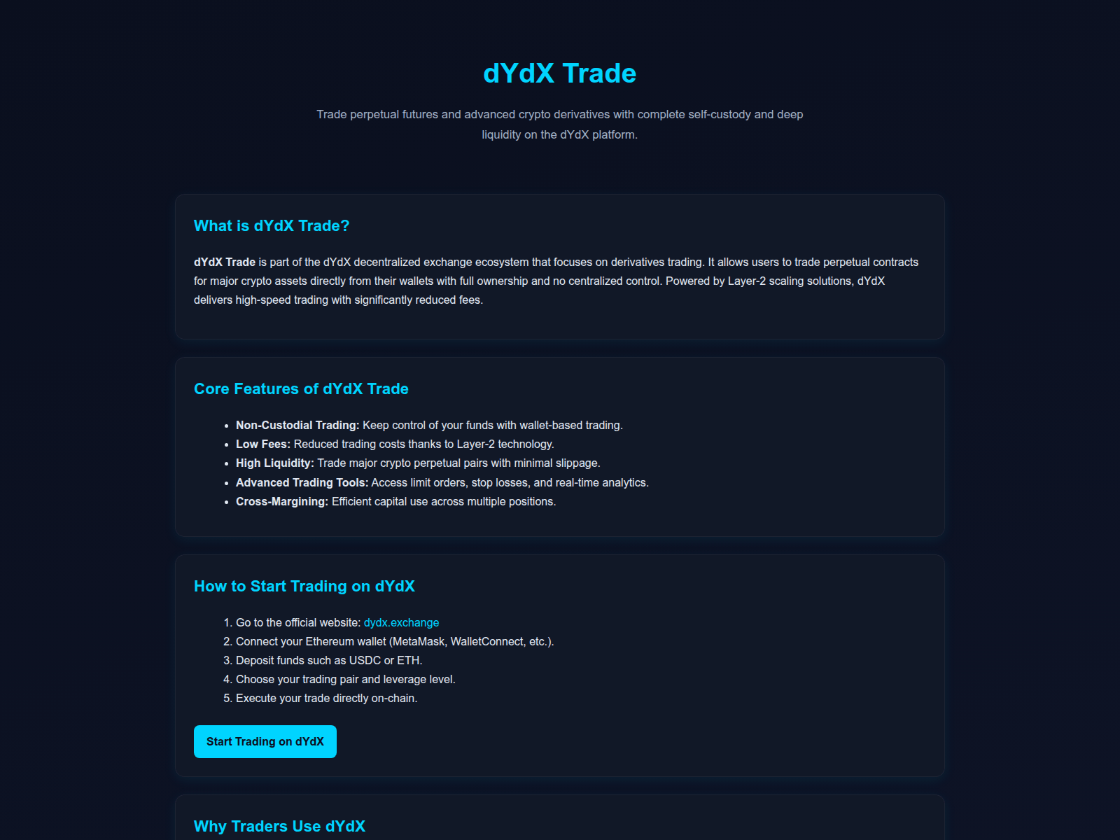 Screenshot of dydxe-trade.pages.dev