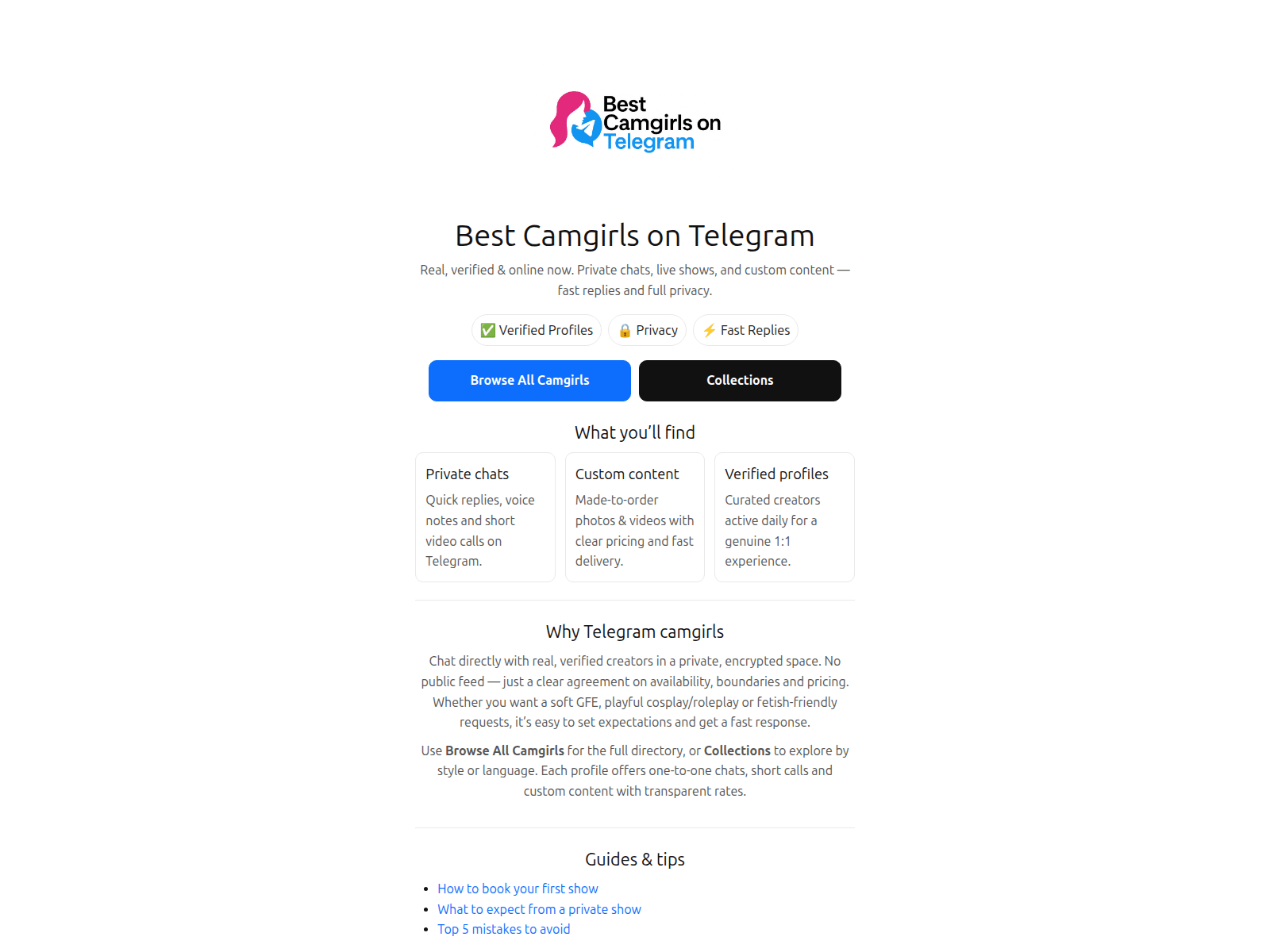 Screenshot of bestcamgirlstelegram.com