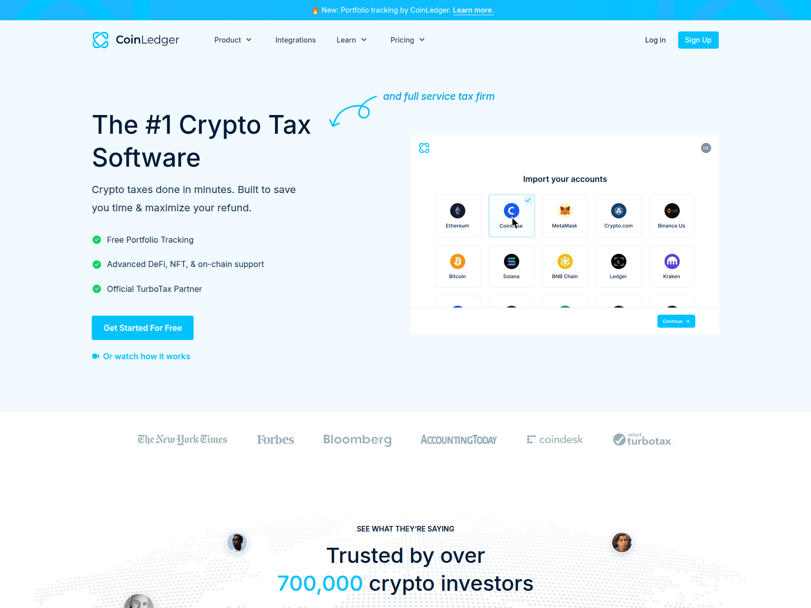 Screenshot of coinledger.co
