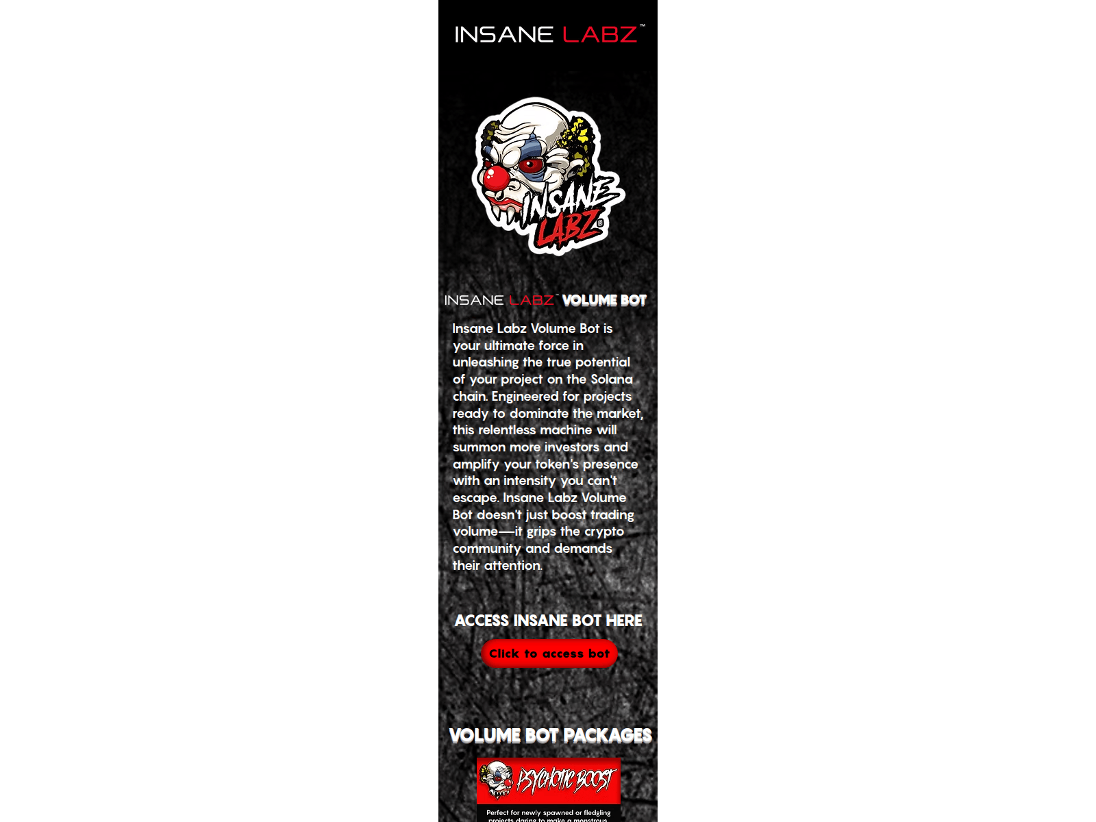 Screenshot of insanelabzvolumebot.com