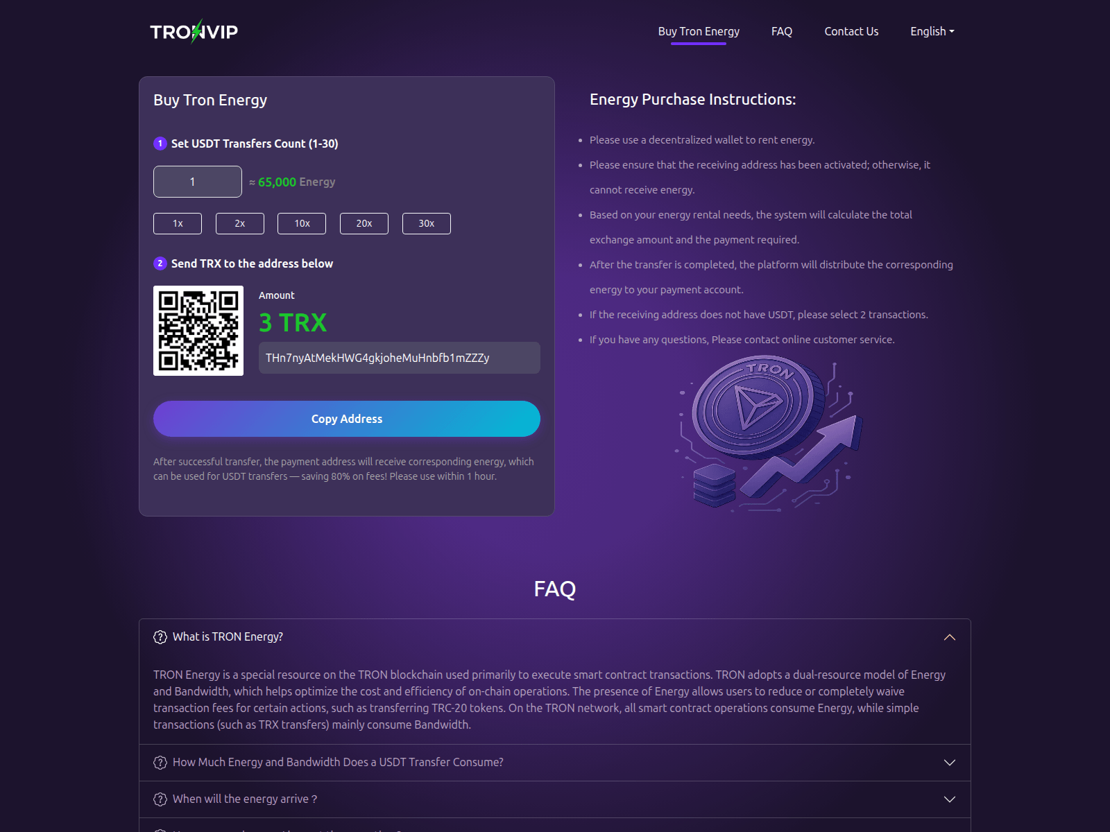 Screenshot of tronvip.io