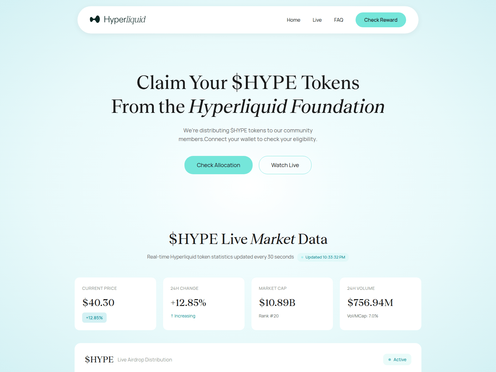 Screenshot of hyperliquid-chain.xyz