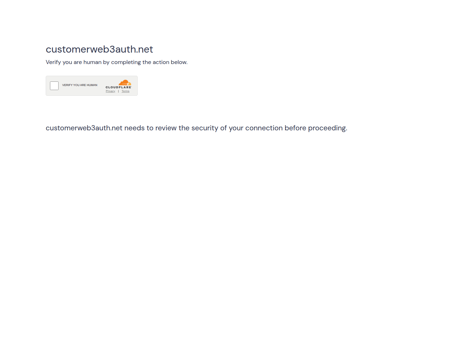 Screenshot of customerweb3auth.net