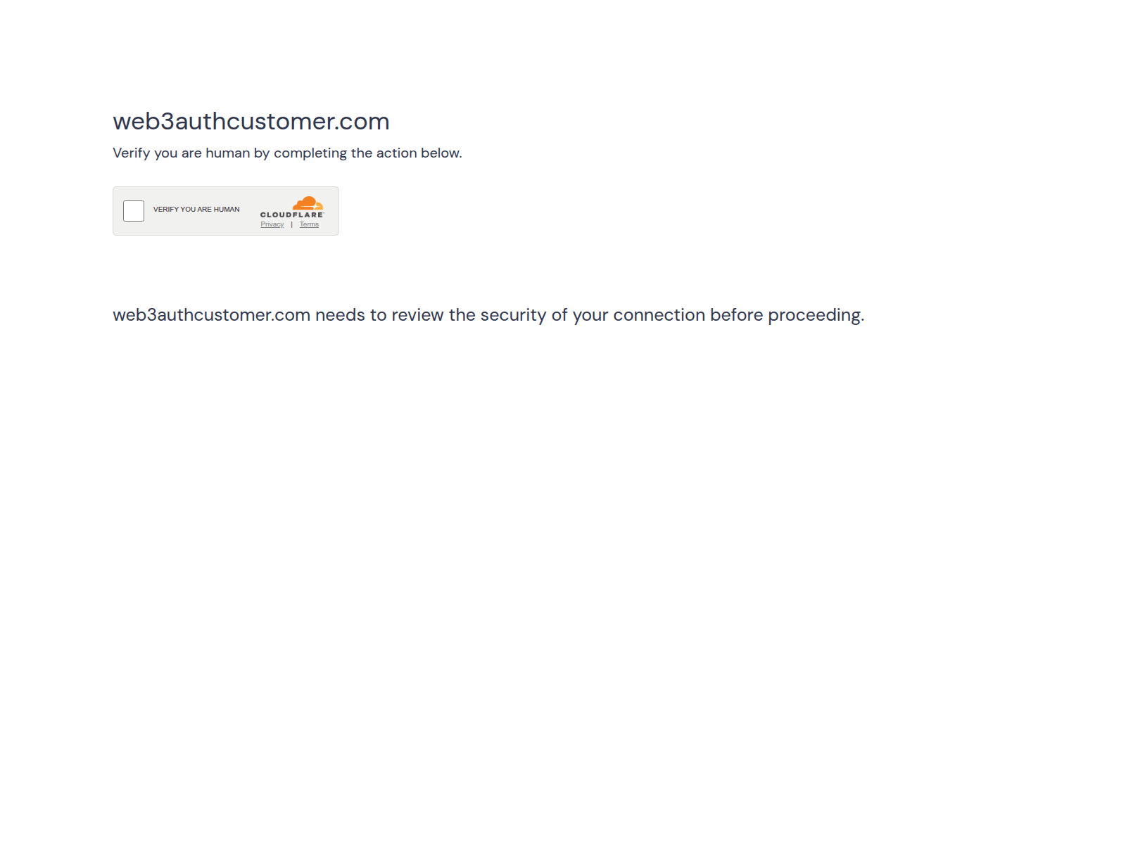 Screenshot of www.web3authcustomer.com