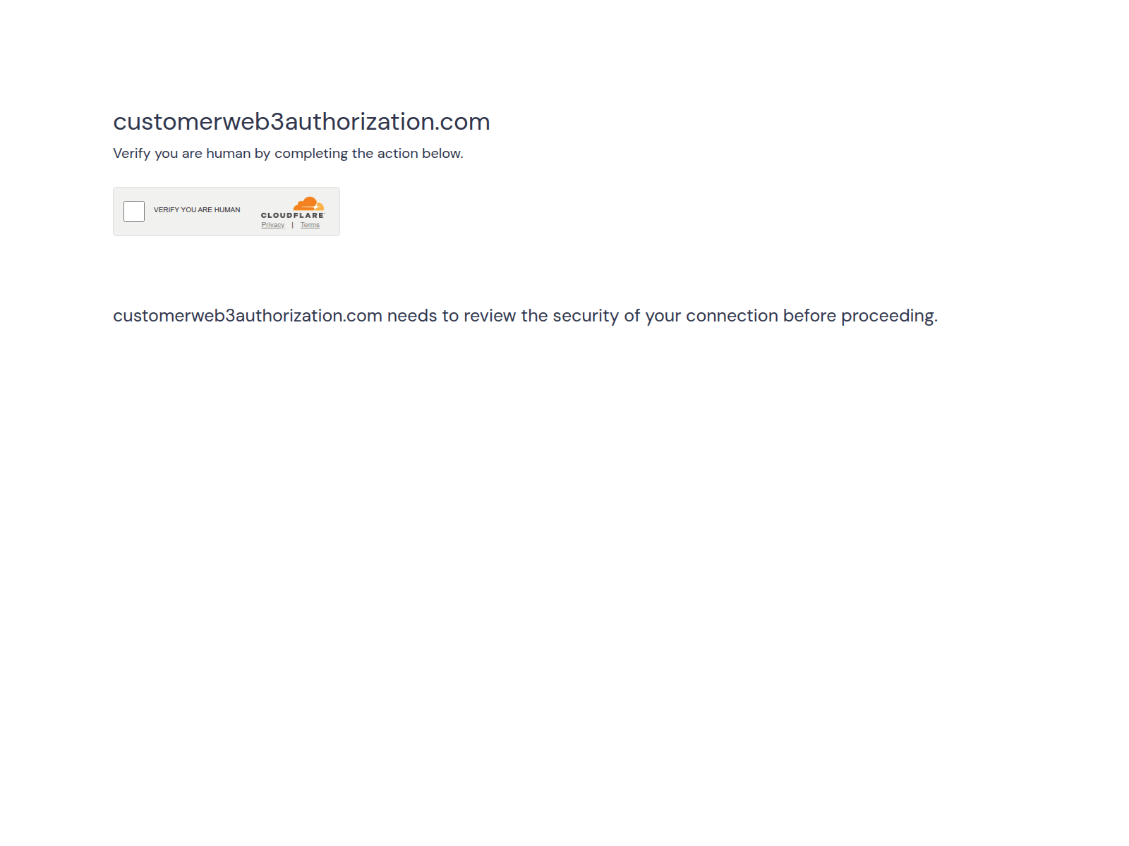 Screenshot of www.customerweb3authorization.com