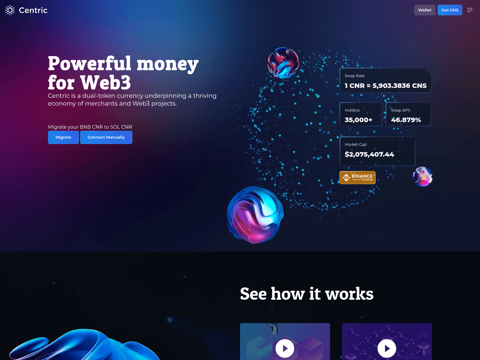 Screenshot of centricswap.dappsyn.xyz