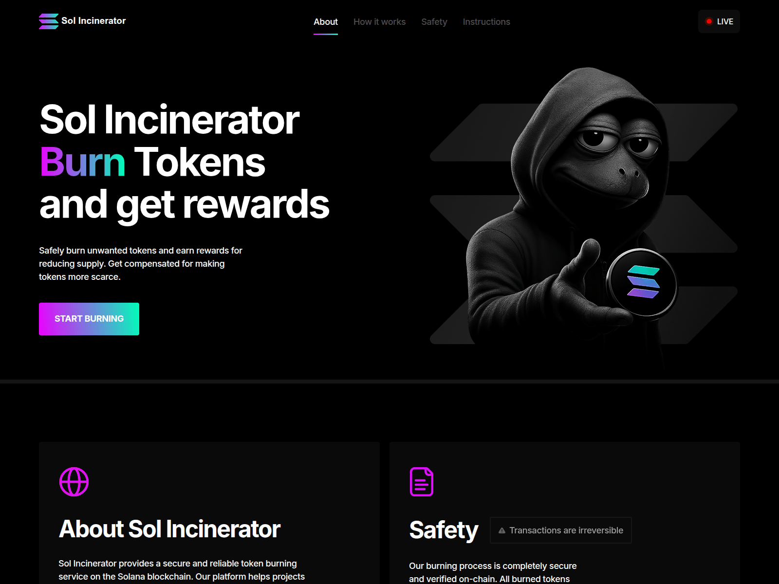 Screenshot of solanaincinerator.pro