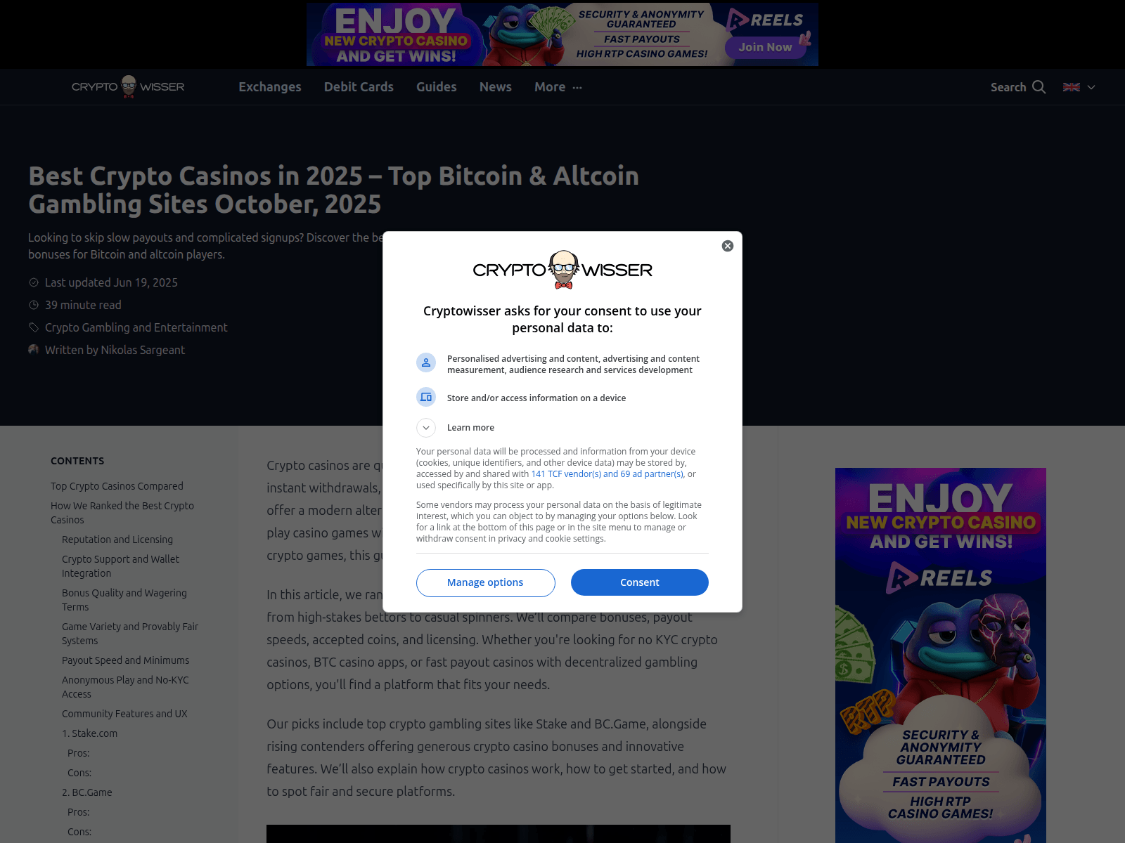 Screenshot of cryptowisser.com