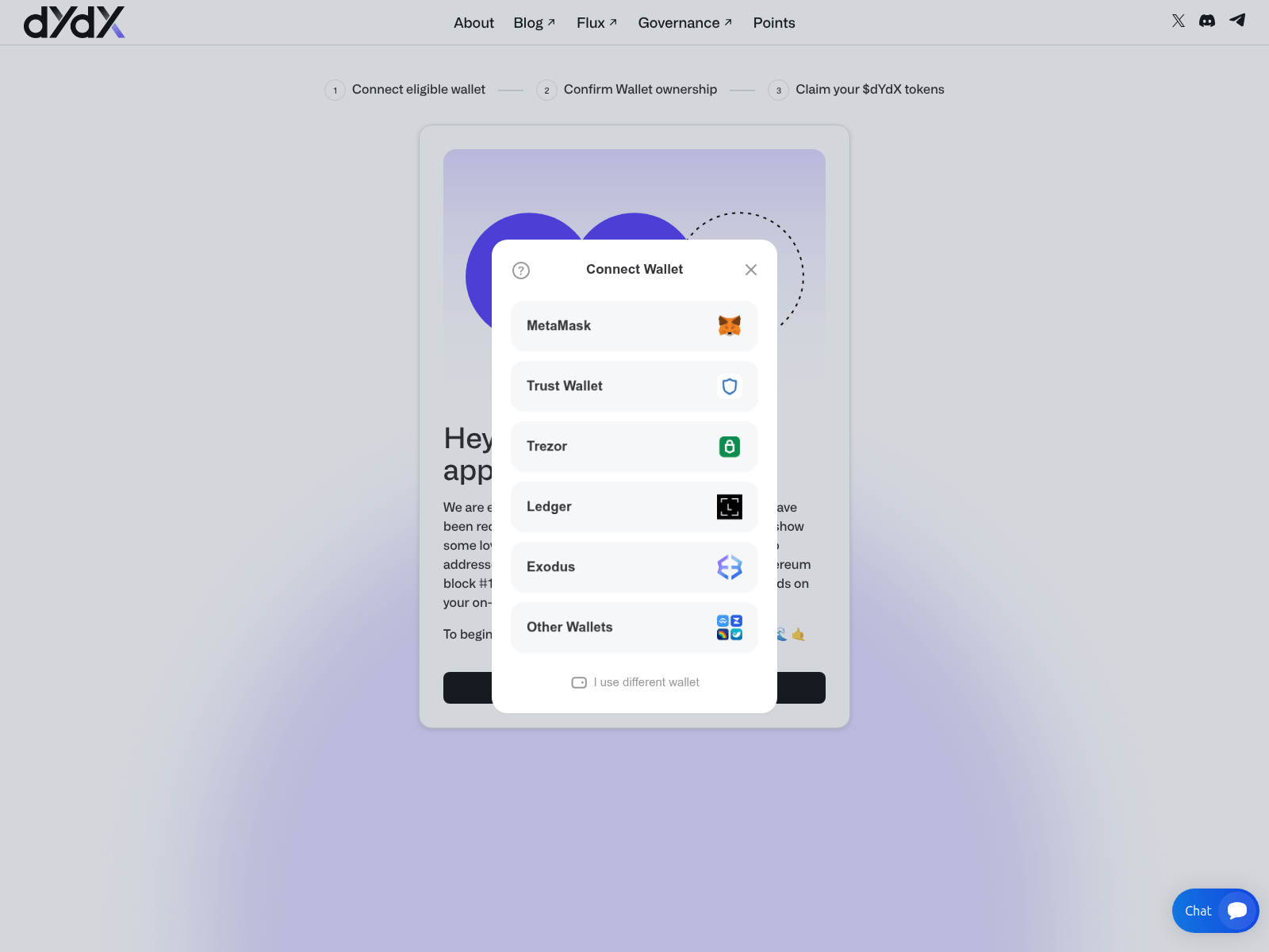 Screenshot of hub-dydx.net