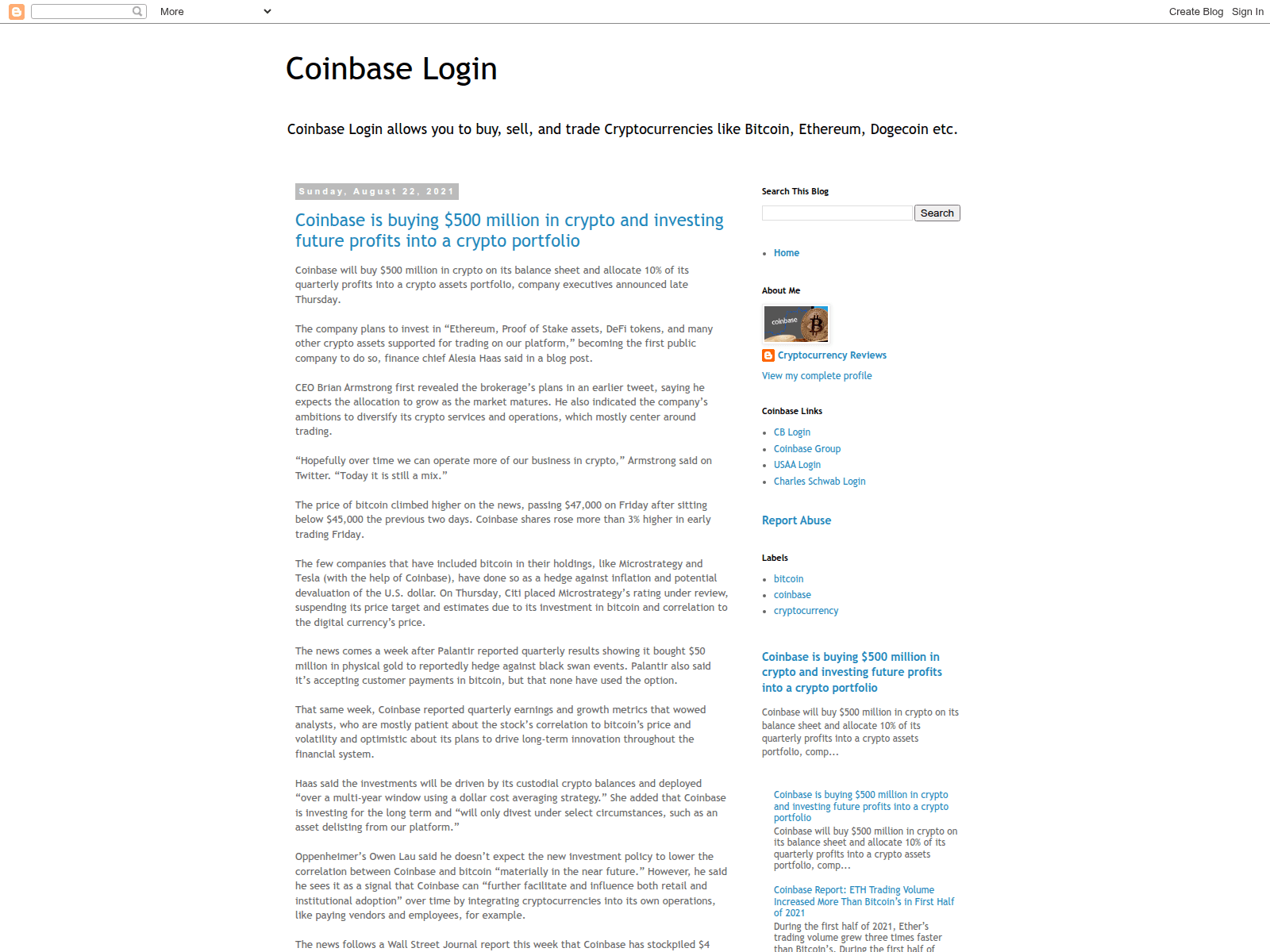 Screenshot of coinbaseloginn.blogspot.com