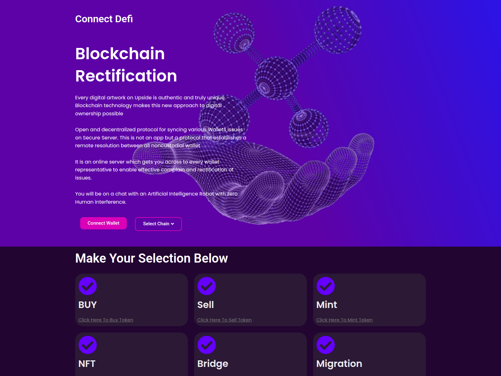 Screenshot of connectonchain.org